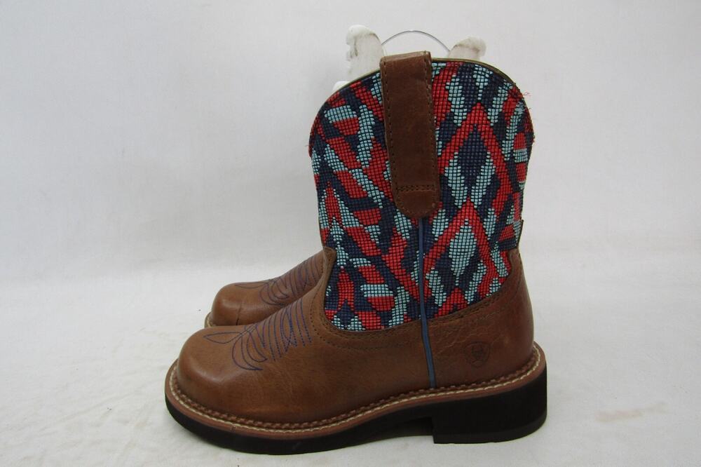 Ariat Fatbaby Womens Size 6.5 B Brown Leather Aztec Print Cowboy Western Boots